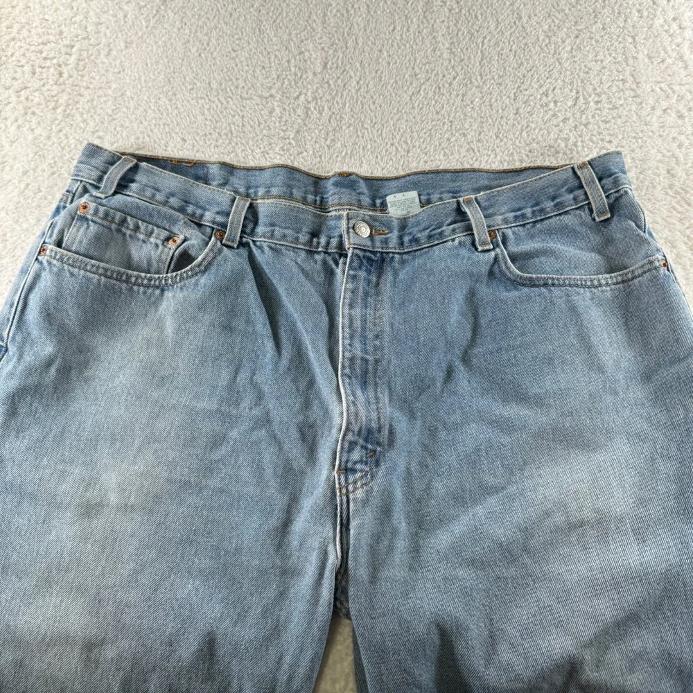 Levis 550 Relaxed Fit Straight Mens‎ Tag 44x30 Western Light Wash Blue Denim